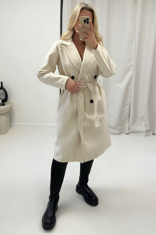 Belted Wool-Style Long Coat - 2 colours