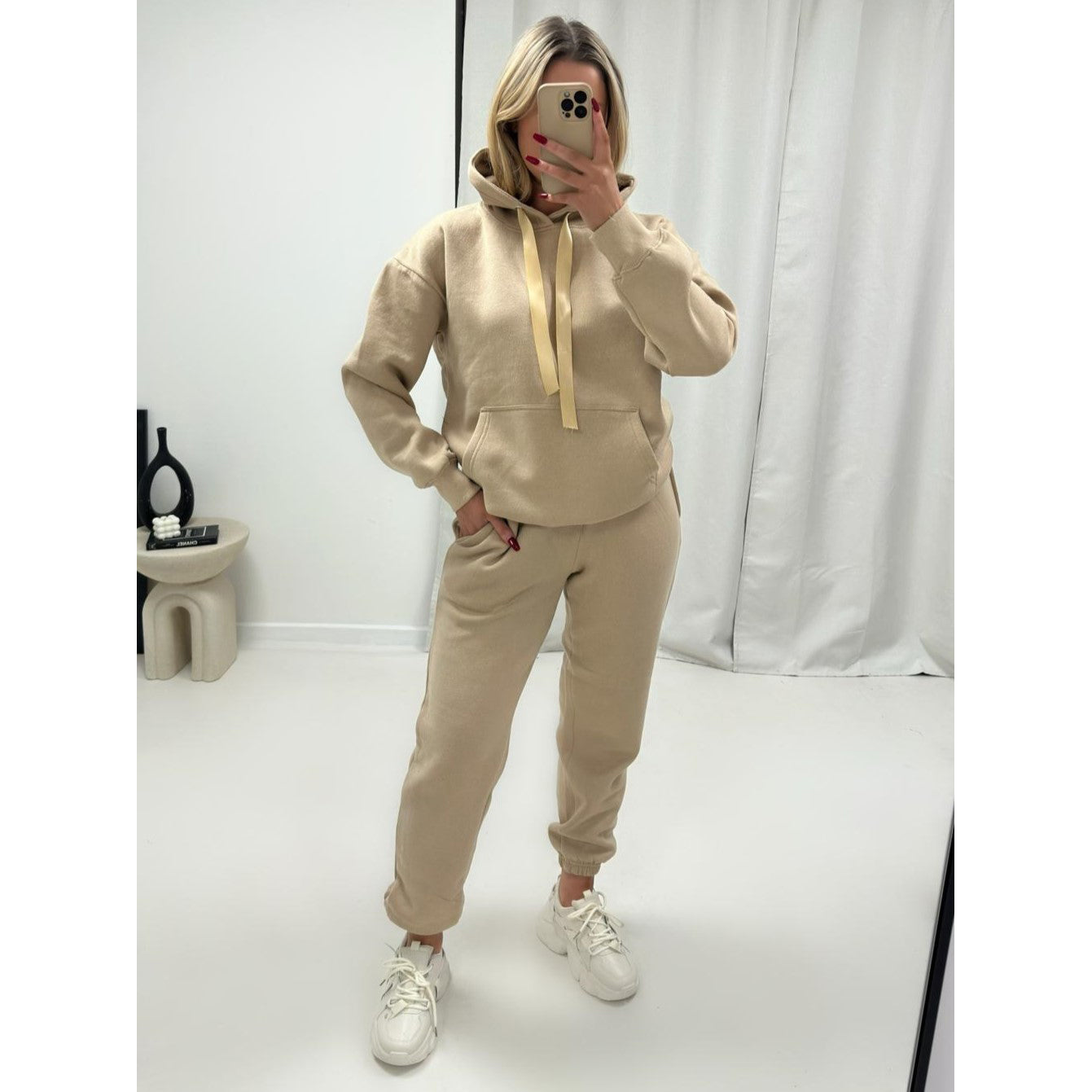 Ribbon Tie Hoody & Fitted bottom Co-ord - Lounge set in 3 Colours