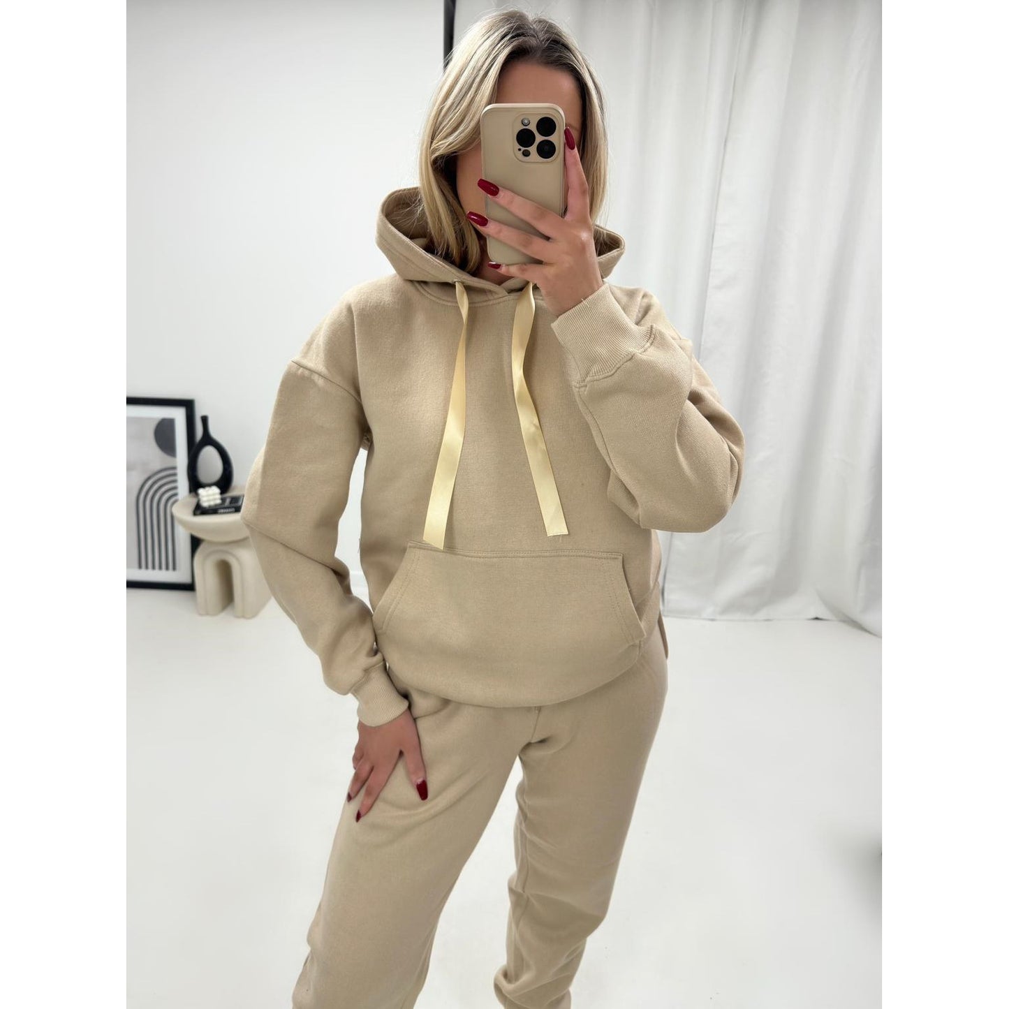 Ribbon Tie Hoody & Fitted bottom Co-ord - Lounge set in 3 Colours